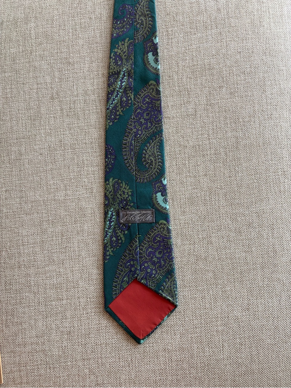 Vintage Lord & Taylor Kensington Collection Paisley Silk Tie Teal Purple 3.75” - Picture 9 of 11
